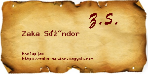 Zaka Sándor névjegykártya